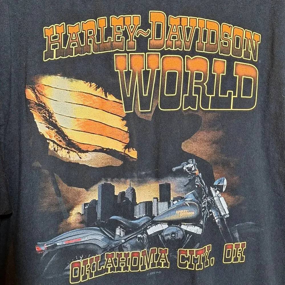 Harley Davidson vintage double sided graphic tee Mens XL Y2K OKLAHOMA OK 2009